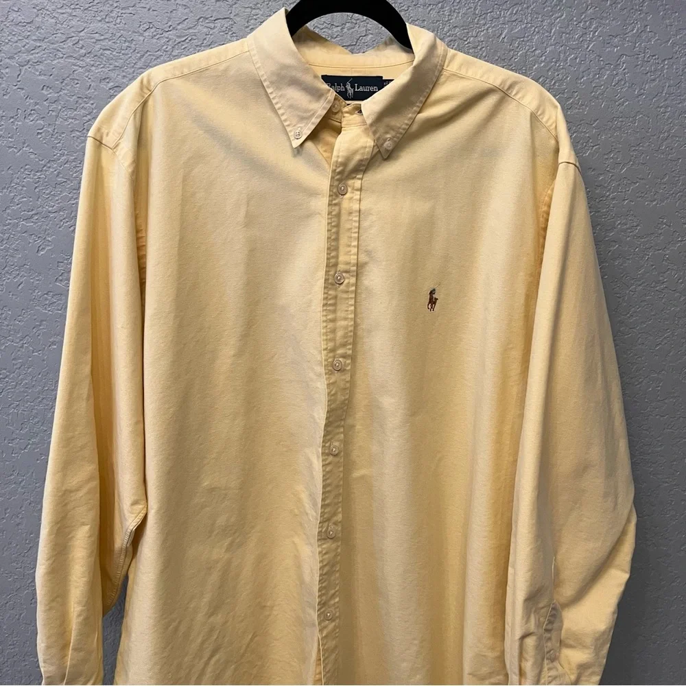 Ralph Lauren Men’s button down Long sleeve shirt Yarmouth 17 - 34 Yellow Oxford